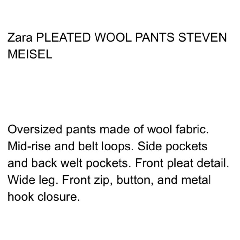 Zara Pleated Pants 100% Wool - Picture 3 of 5